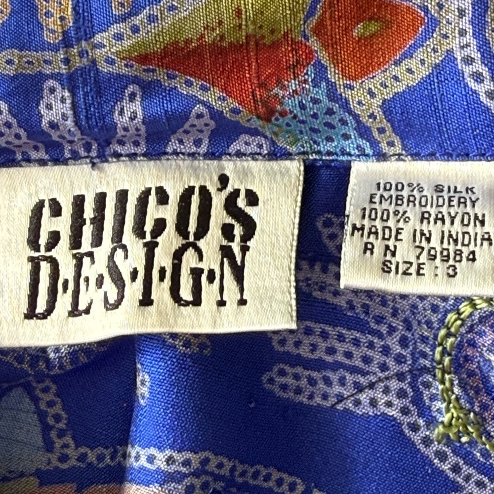 Chico’s Silk/Rayon, Beaded Women's Top - Picture 10 of 11